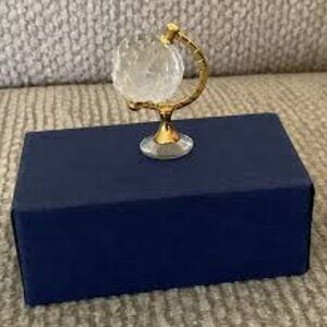 Vintage Swarovski Crystal Mini Globe with Etched Continents